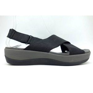 Clarks Black Stretch Strap Casual Adjustable Sandals Shoes Women's 6 M